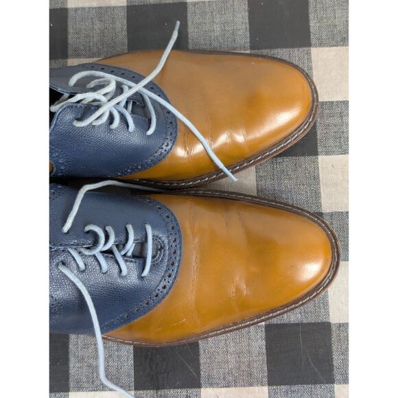 Cole Haan Casual Wing Tip Oxfords w/ Grip Bottom Tan/Blue Men's Size 10 1/2M - Picture 4 of 16